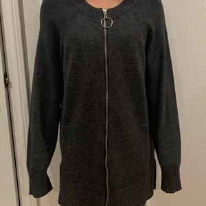 Cable & Gauge Gray Zip-Up Sweater